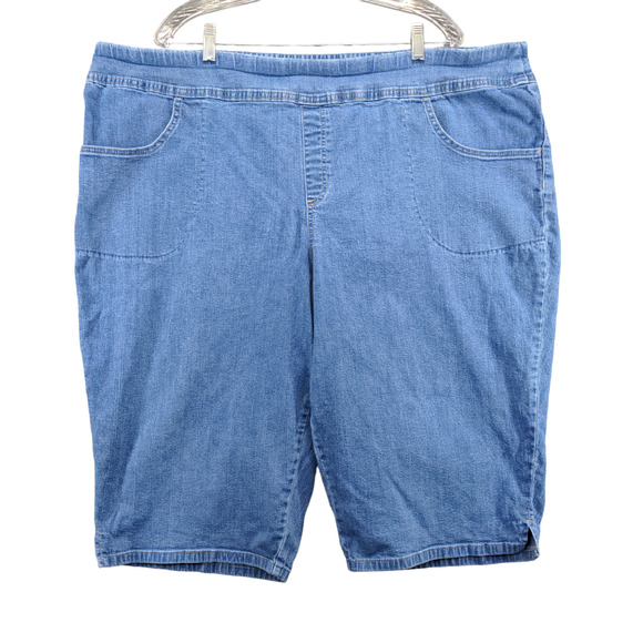 Terra & Sky Pants - Terra & Sky Womens Stretch Pull On Jean Shorts Blue Size 3X (24W-26W) Denim